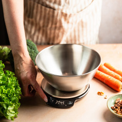 Klausberg KB 7939 Kitchen Scale with Bowl, 5 kg, Bluetooth, Mobile App, LED, TARE, Liquids, 4 Nutritional Values, Stainless Steel