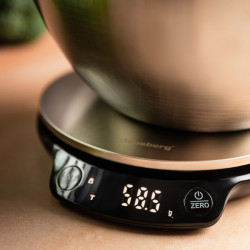 Klausberg KB 7939 Kitchen Scale with Bowl, 5 kg, Bluetooth, Mobile App, LED, TARE, Liquids, 4 Nutritional Values, Stainless Steel