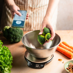 Klausberg KB 7939 Kitchen Scale with Bowl, 5 kg, Bluetooth, Mobile App, LED, TARE, Liquids, 4 Nutritional Values, Stainless Steel