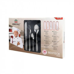 Комплект прибори за хранене Kinghoff KH 1454, 30 части, За 6 човека, Неръждаема стомана, Сребрист