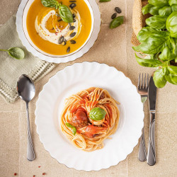 Kinghoff KH 1921 Dinner Set, 18-piece, Serves 6, Opal Glass, White/Gold