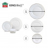Kinghoff KH 1921 Dinner Set, 18-piece, Serves 6, Opal Glass, White/Gold