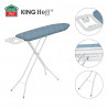 Τραπέζι σιδερώματος Kinghoff KH 1938, 107,5x30,5 cm, 4 θέσεις ρύθμισης, Σιδεροθήκη, Μπλε