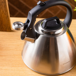 Klausberg KB 7951 Whistling Kettle, 2.5 L, Stainless Steel, Heat-Insulated Handle, Induction Compatible, Matte Stainless Steel