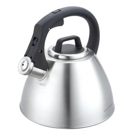 Klausberg KB 7951 Whistling Kettle, 2.5 L, Stainless Steel, Heat-Insulated Handle, Induction Compatible, Matte Stainless Steel