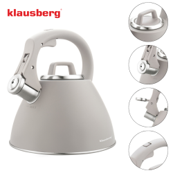 Klausberg KB 7953 Whistling Kettle, 2.5 L, Stainless Steel, Heat-Insulated Handle, Induction Compatible, Beige