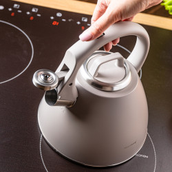 Fierbător fluierător Klausberg KB 7953, 2.5 l, Oțel inoxidabil, Mâner termoizolant, Inducție, Bej