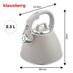 Σφυρίζοντας βραστήρας Klausberg KB 7953, 2.5 l, Ανοξείδωτο, Θερμομονωμένη λαβή, Επαγωγή, Μπεζ