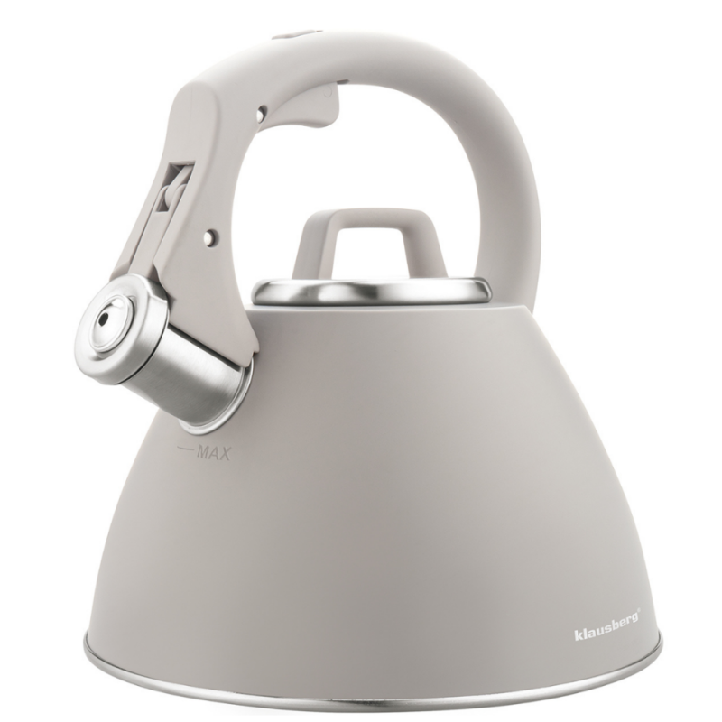 Klausberg KB 7953 Whistling Kettle, 2.5 L, Stainless Steel, Heat-Insulated Handle, Induction Compatible, Beige