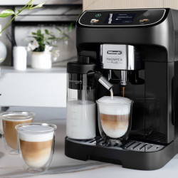 DeLonghi Magnifica PLUS ECAM 320.60.B Coffee Machine, 1450W, 15 bar, 1.8L, 15 programs, 13 grind settings, TFT touchscreen, LatteCrema Hot, Bean-to-cup option, Black
