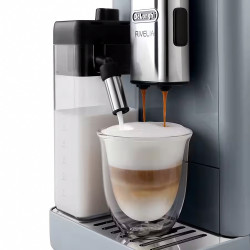 Espressor automat DeLonghi Rivelia Pebble Grey EXAM440.55.G, 1450W, 19 bar, 1.4l, Touchscreen TFT, Twin Shot, Boabe de Cafea, 16 bauturi, Gri