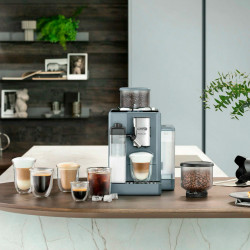 Espressor automat DeLonghi Rivelia Pebble Grey EXAM440.55.G, 1450W, 19 bar, 1.4l, Touchscreen TFT, Twin Shot, Boabe de Cafea, 16 bauturi, Gri