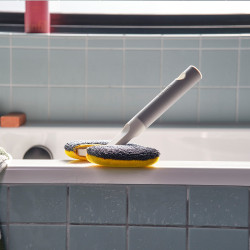 Mop diferite suprafete 2in1 Joseph Joseph CleanTech 6500012, 18,5 cm, Maner cu prindere moale, Gri/Galben