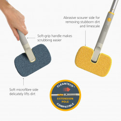 Joseph Joseph CleanTech 2-in-1 Surface Cleaning Mop 6500012, 18.5 cm, Soft-Grip Handle, Gray/Yellow