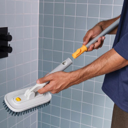 Joseph Joseph CleanTech Tile Cleaning Brush 6500022, 31 cm, Hanging Loop, Gray/Yellow