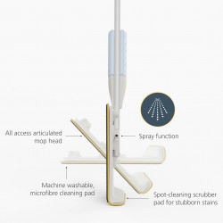 Joseph Joseph CleanTech Spray Mop 65004, 145 cm, Stubborn Stain Remover, Wall Bracket, Gray