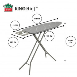 Kinghoff KH 1939 Ironing Board, 114x35.5 cm, 7 height settings, Iron Rest, Gray