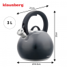 Klausberg KB 7955 Whistling Kettle, 3 L, Insulated Handle, Multi-layer Base, Induction Compatible, Dark Graphite