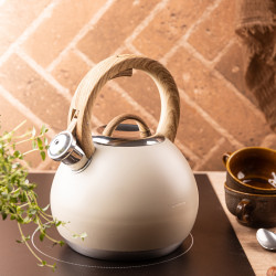Klausberg KB 7956 Whistling Kettle, 3 L, Heat-Insulated Handle, Multi-Layer Bottom, Induction-Compatible, Beige