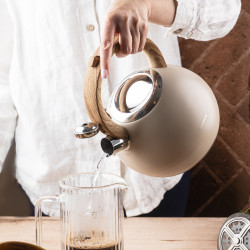 Klausberg KB 7956 Whistling Kettle, 3 L, Heat-Insulated Handle, Multi-Layer Bottom, Induction-Compatible, Beige