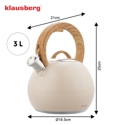 Ceainic cu fluier Klausberg KB 7956, 3L, Maner termoizolat, Fund multistrat, Inductie, Bej