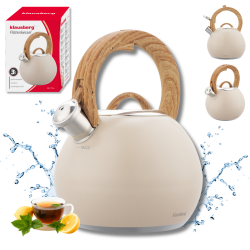 Klausberg KB 7956 Whistling Kettle, 3 L, Heat-Insulated Handle, Multi-Layer Bottom, Induction-Compatible, Beige