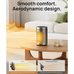 Вентилаторна печка DREO Atom 416, 1500 W, До 20 м2, 5 режима, HeatShield360, Таймер, Сив/Черен