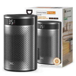 Aeroterma DREO Atom 416, 1500 W, Pana la 20 m², 5 moduri, HeatShield360, Timer, Gri/Negru