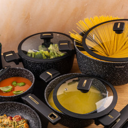 Klausberg KB 7966 Cookware Set, 12 pieces, Cast iron, Non-stick marble coating, Induction compatible, Black