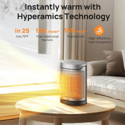 DREO Atom 318 Fan Heater, 1500 W, Up to 20 m², 5 Settings, HeatShield360, Timer, Gray/Black