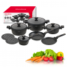 Klausberg KB 7966 Cookware Set, 12 pieces, Cast iron, Non-stick marble coating, Induction compatible, Black