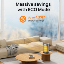 DREO Atom 318 Fan Heater, 1500 W, Up to 20 m², 5 Settings, HeatShield360, Timer, Gray/Black