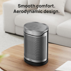 DREO Atom 318 Fan Heater, 1500 W, Up to 20 m², 5 Settings, HeatShield360, Timer, Gray/Black