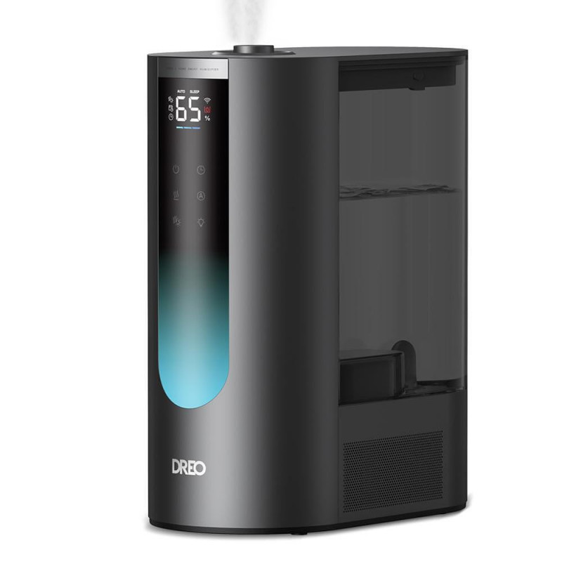 DREO 813S Ultrasonic Humidifier with Warm and Cool Mist, Up to 55 m², 500 ml/h, 6 L, 5 Settings, Compatible with Demineralization Cartridges, LED, Night Mode, Timer, Black