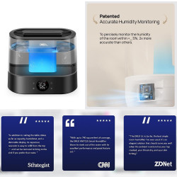 Umidificator cu ultrasunete DREO 420S, până la 25 m², 300 ml/h, 4 L, control automat, mod nocturn, temporizator, LED, negru