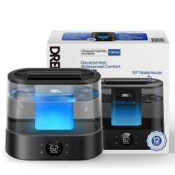 DREO 420S Ultrasonic Humidifier, Up to 25 m², 300 ml/h, 4 L, Automatic Control, Night Mode, Timer, LED, Black