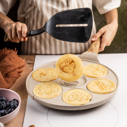 Klausberg KB 7970 Pancake Pan, 26.5 cm, 7 compartments, Non-stick coating, Induction-compatible, Beige