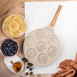 Klausberg KB 7970 Pancake Pan, 26.5 cm, 7 compartments, Non-stick coating, Induction-compatible, Beige