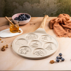 Klausberg KB 7970 Pancake Pan, 26.5 cm, 7 compartments, Non-stick coating, Induction-compatible, Beige