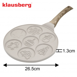 Тиган за палачинки Klausberg KB 7970, 26.5 см, 7 отделения, Незалепващо покритие, Индукция, Бежов