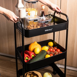 Подвижна етажерка Kinghoff KH 1941, 3 нива, 4 колелца въртящи се на 360 градуса, Бял