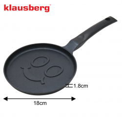 Klausberg KB 7971 Pancake Pan, 18 cm, Textured "Smile" Bottom, Non-stick Coating, PFOA-Free, Induction Compatible, Black
