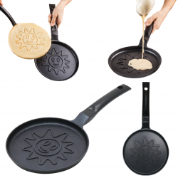 Klausberg KB 7972 Pancake Pan, 18 cm, Sun-Patterned Base, Non-Stick Coating, PFOA-Free, Induction Compatible, Black