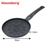 Тиган за палачинки Klausberg KB 7972, 18 см, Релефно дъно със слънце, Незалепващо покритие, Без PFOA, Индукция, Черен