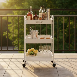 Подвижна етажерка Kinghoff KH 1942, 3 нива, 4 колелца въртящи се на 360 градуса, Бежов