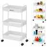 Подвижна етажерка Kinghoff KH 1942, 3 нива, 4 колелца въртящи се на 360 градуса, Бял