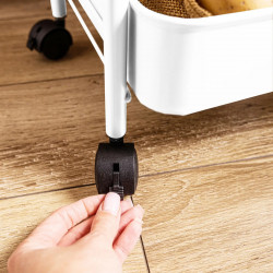 Κινητό ράφι Kinghoff KH 1942, 3 επίπεδα, 4 τροχοί που περιστρέφονται κατά 360 μοίρες, Λευκό