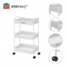 Κινητό ράφι Kinghoff KH 1942, 3 επίπεδα, 4 τροχοί που περιστρέφονται κατά 360 μοίρες, Λευκό