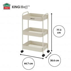 Raft mobil Kinghoff KH 1943, 3 niveluri, 4 roți pivotante 360 grade, bej