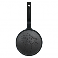 Klausberg KB 7973 Pancake Pan, 18 cm, Embossed bottom with kitten design, Non-stick coating, PFOA-free, Induction-compatible, Black